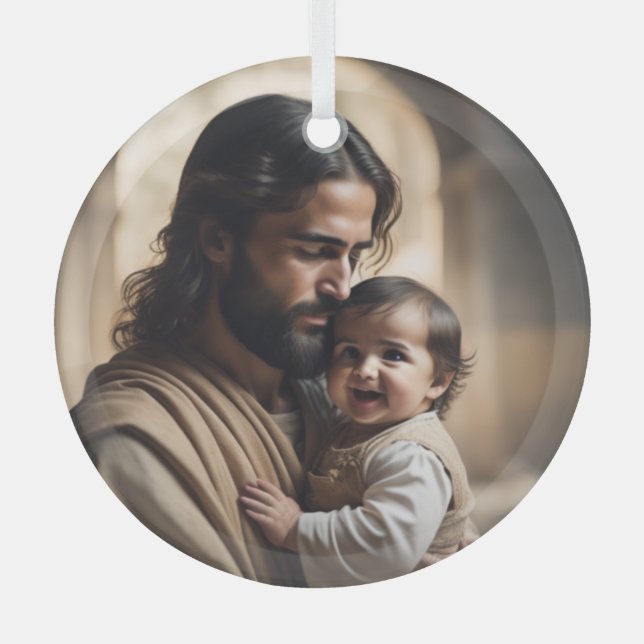Jesus art glass tree decoration (Front)
