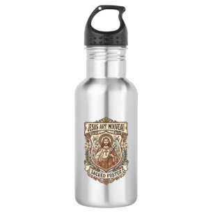 Jesus Art Nouveau Sacred Poster Jesus Art Nouveau 532 Ml Water Bottle