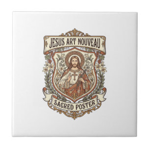 Jesus Art Nouveau Sacred Poster Jesus Art Nouveau Ceramic Tile