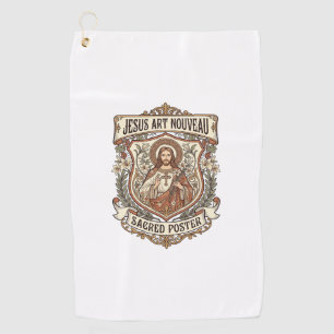 Jesus Art Nouveau Sacred Poster Jesus Art Nouveau Golf Towel
