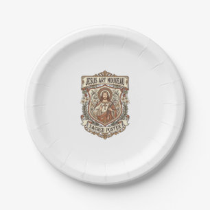 Jesus Art Nouveau Sacred Poster Jesus Art Nouveau Paper Plate