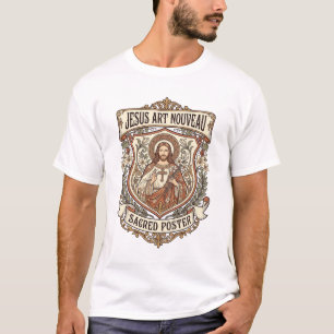 Jesus Art Nouveau Sacred Poster Jesus Art Nouveau  T-Shirt