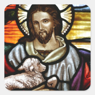 Jesus as the Good Shepherd Square Sticker