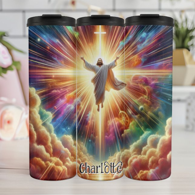 Jesus Ascending Towards a Cross Thermal Tumbler (Creator Uploaded)