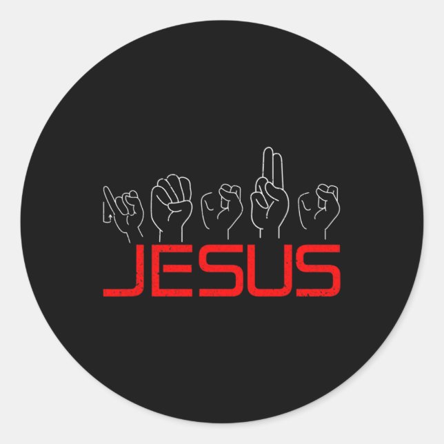 Jesus ASL American Sign Language Christian Deaf Aw Classic Round Sticker (Front)