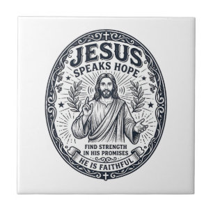 Jesus ASL Deaf Community Inclusion Shirt Christian Ceramic Tile