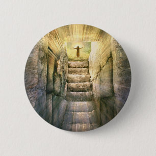 Jesus at Empty Tomb Easter Resurrection 6 Cm Round Badge
