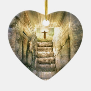 Jesus at Empty Tomb Easter Resurrection Ceramic Tree Decoration