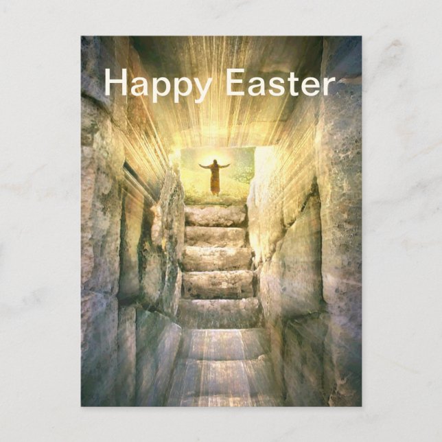 Jesus at Empty Tomb Easter Resurrection Holiday Postcard (Front)