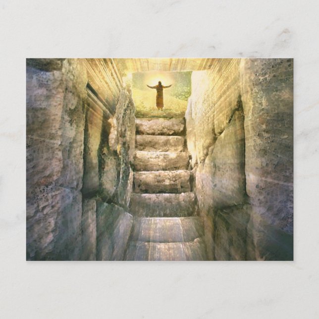 Jesus at Empty Tomb Easter Resurrection Holiday Postcard (Front)