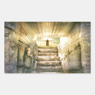 Jesus at Empty Tomb Easter Resurrection Rectangular Sticker