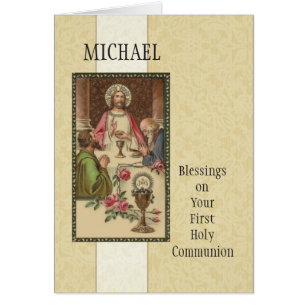 Jesus at Last Supper First Holy Communion Card