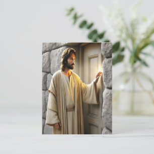 Jesus at Sunrise Antique Door Postcard
