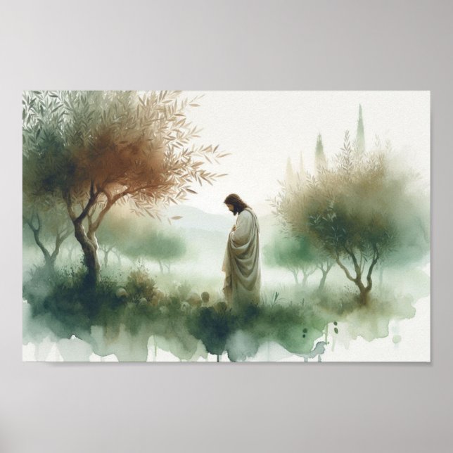 Jesus at the garden of gethsemane poster (Front)