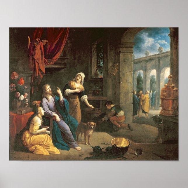 Jesus at the Home of Martha and Mary Poster (Front)