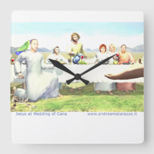 Jesus at Wedding of Cana Square Wall Clock