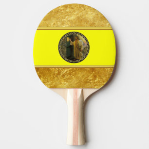 Jesus At Your Door gold foil with yellow texture Ping Pong Paddle