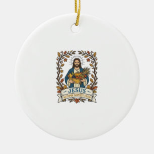 Jesus Autumn Harvest Faith Jesus Autumn Harvest Ch Ceramic Ornament
