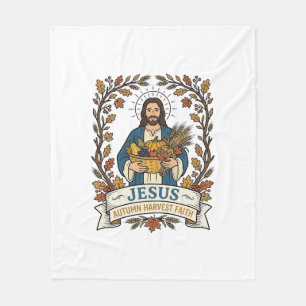 Jesus Autumn Harvest Faith Jesus Autumn Harvest Ch Fleece Blanket