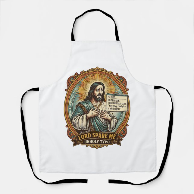 Jesus Bad Autocorrect Message Boss Embarrassing Wo Apron (Front)