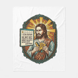 Jesus Bad Influencer Product Review Fail Social Me Fleece Blanket
