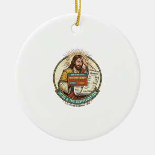 Jesus Bank Card Blocked Suspicious Bar Tab Fraud H Ceramic Ornament