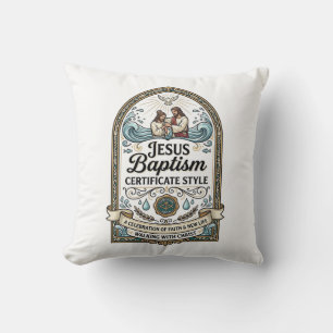 Jesus Baptism Certificate Style Jesus Baptism Cert Cushion