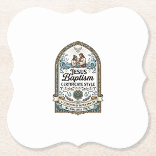 Jesus Baptism Certificate Style Jesus Baptism Cert Paper Coaster