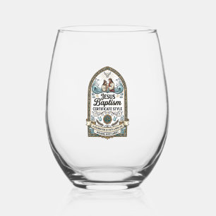 Jesus Baptism Certificate Style Jesus Baptism Cert Stemless Wine Glass