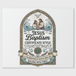 Jesus Baptism Certificate Style Jesus Baptism Cert Wrapping Paper