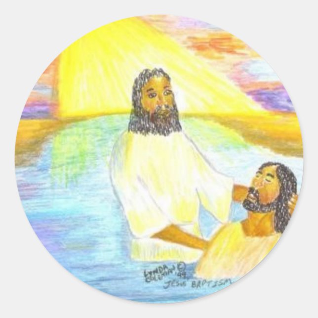 Jesus' Baptism Classic Round Sticker (Front)