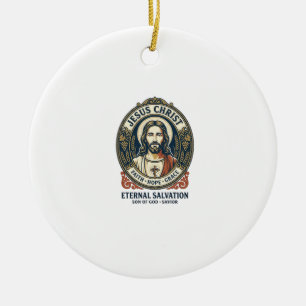 Jesus Barber Mens Grooming Graphic Tee Christian A Ceramic Ornament