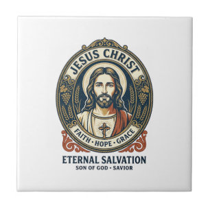 Jesus Barber Mens Grooming Graphic Tee Christian A Ceramic Tile