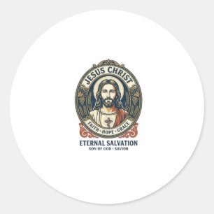 Jesus Barber Mens Grooming Graphic Tee Christian A Classic Round Sticker
