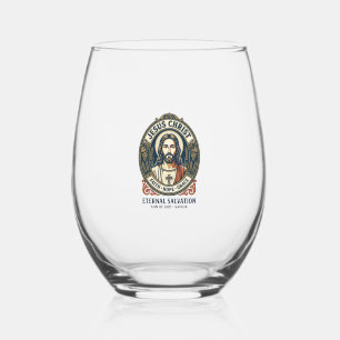 Jesus Barber Mens Grooming Graphic Tee Christian A Stemless Wine Glass