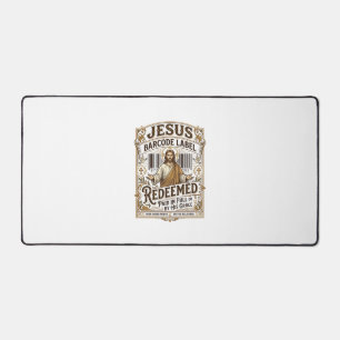 Jesus Barcode Label Redeemed Jesus Barcode Redeeme Desk Mat