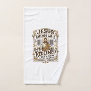 Jesus Barcode Label Redeemed Jesus Barcode Redeeme Hand Towel