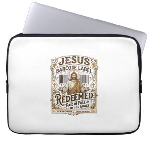 Jesus Barcode Label Redeemed Jesus Barcode Redeeme Laptop Sleeve
