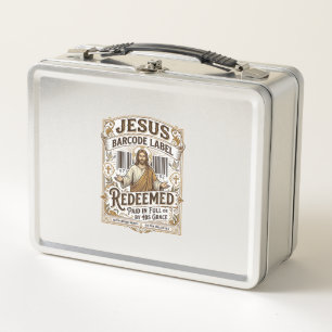 Jesus Barcode Label Redeemed Jesus Barcode Redeeme Metal Lunch Box