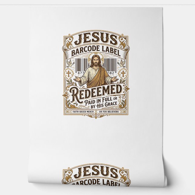 Jesus Barcode Label Redeemed Jesus Barcode Redeeme Wallpaper (Unrolling)