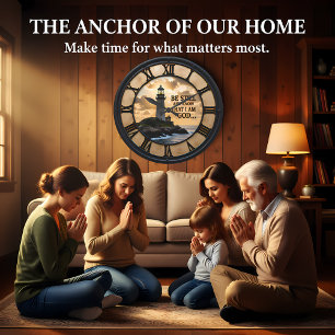 Jesus Be Still Lighthouse Large Clock