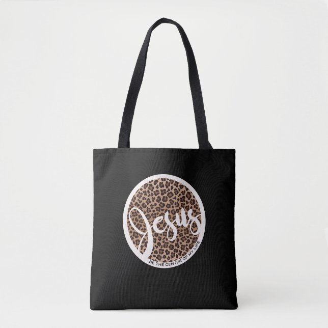 Jesus Be the Centre Leopard Print Tote Bag (Front)