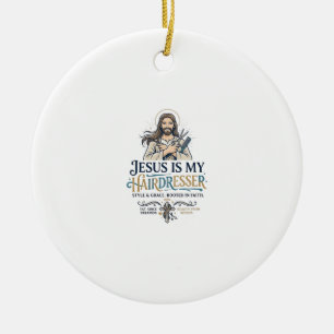 Jesus Beauty Salon Hairstylist T-Shirt Inspiration Ceramic Ornament
