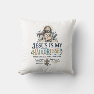 Jesus Beauty Salon Hairstylist T-Shirt Inspiration Cushion