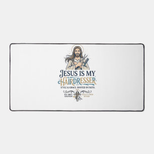 Jesus Beauty Salon Hairstylist T-Shirt Inspiration Desk Mat