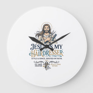 Jesus Beauty Salon Hairstylist T-Shirt Inspiration Large Clock