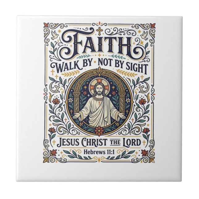Jesus Bible Journalling Scripture Art Shirt Christ Ceramic Tile (Front)