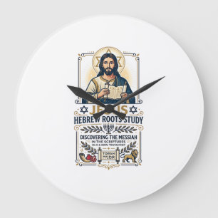 Jesus Bible Languages Hebrew Greek Nerd Shirt Fait Large Clock