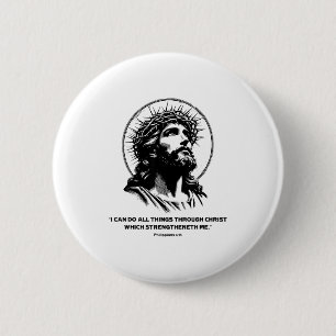 Jesus, Bible Verse Philipans 4_13 Christian God 6 Cm Round Badge