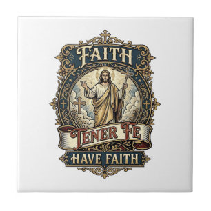 Jesus Bilingual Multicultural Families Shirt Faith Ceramic Tile